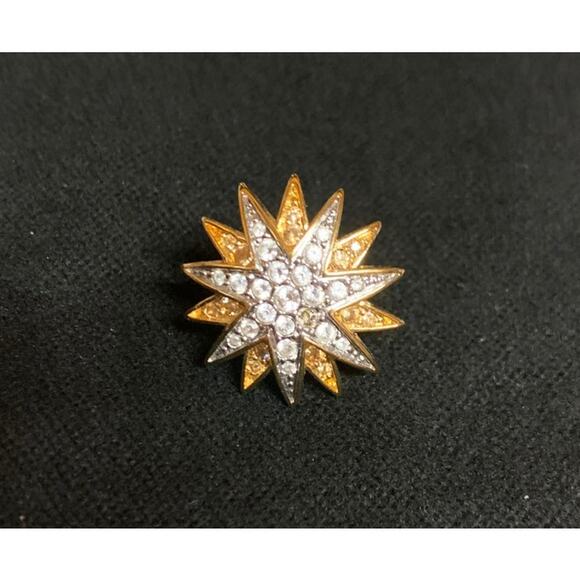 Swarovski Crystal Gold and Silver Tone Sunburst Pin - Picture 1 of 3